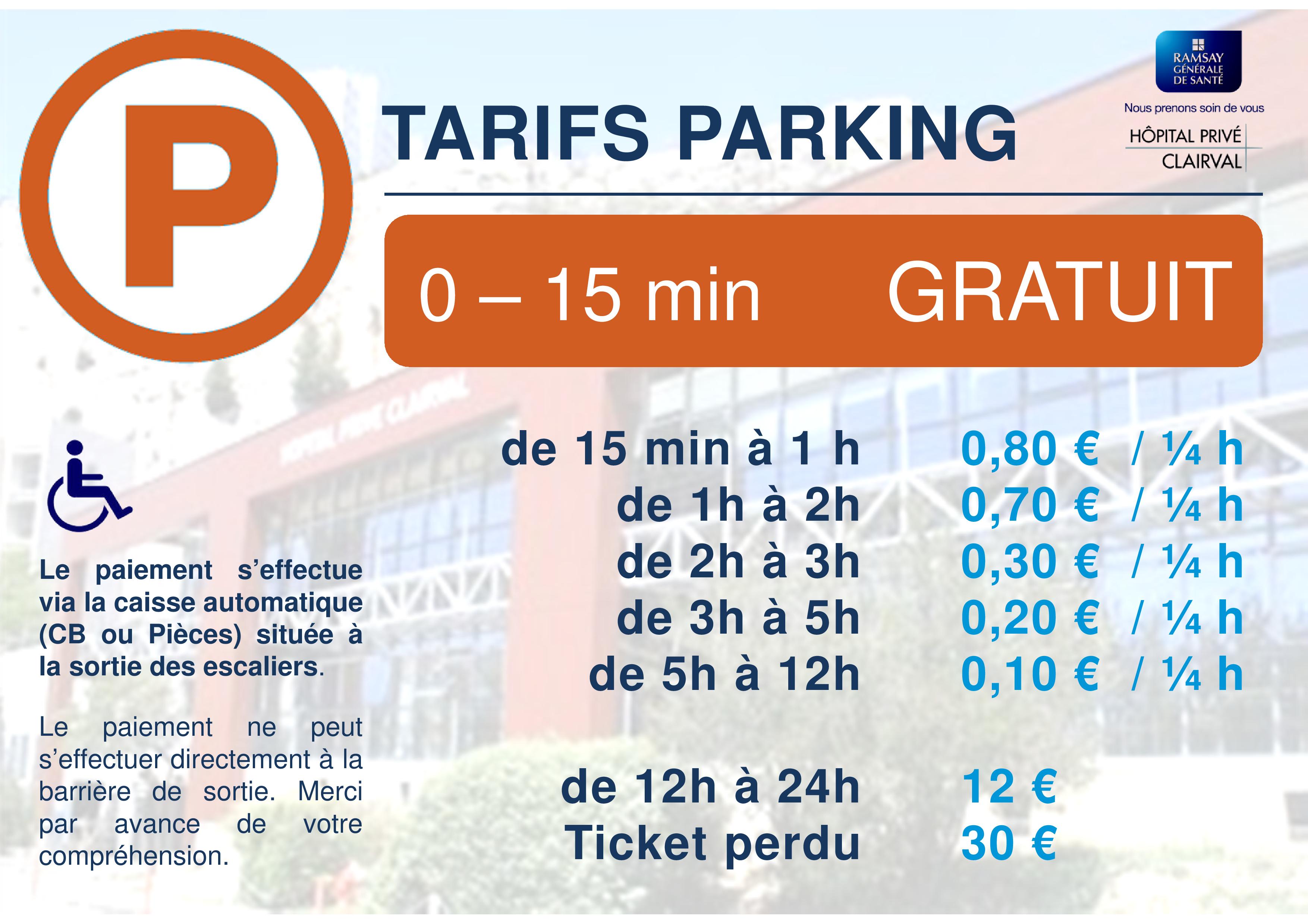 tarifs parking